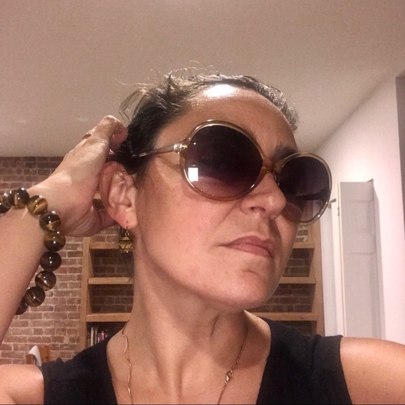 Designer tiger eyes 14K gold plated earrings. - Picture 3 of 4